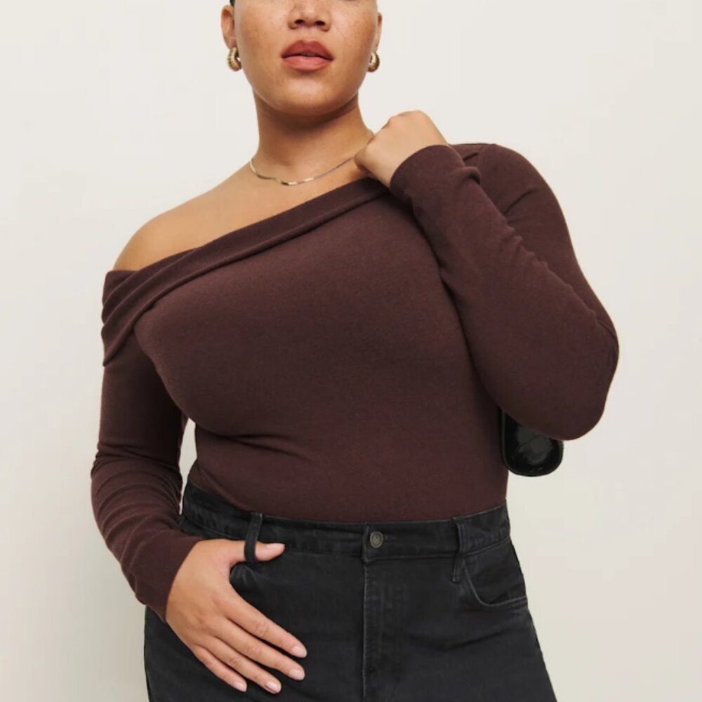 Reformation Elio Knit Top (Mahogany)